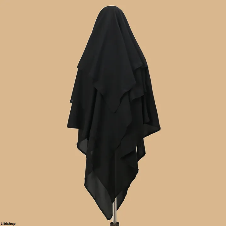 LibishopNew%20Plain%20Three-Layer%20Chiffon%20Hijab%20Prayer%20Khimar%20Solid%20Color%20Arabian%20T%C3%BCRkiye%20Shawl%20Headscarf%20136*120cm%20-%20Image%202