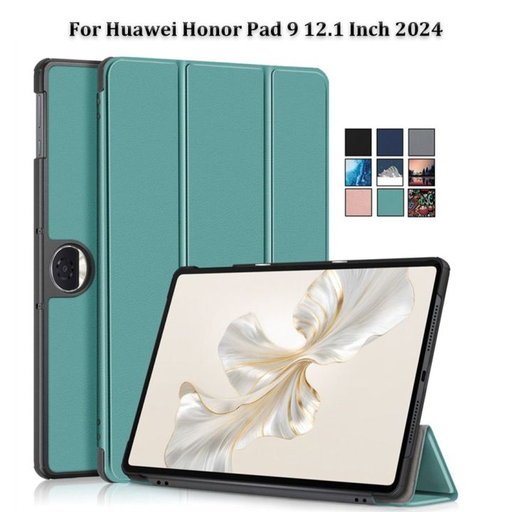 Anti-wear for Honor Pad 9 HEY2-W09 Tablet Case Tri-Folding PU Leather Tablet Cover Anti-fall Portable Tablet Holder Shell for Huawei Honor Pad 9 12.1 Inch 2024
