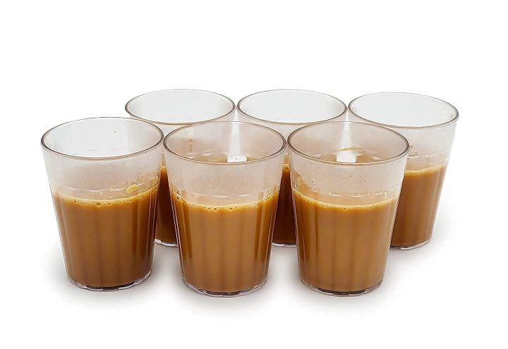 Handicraft Clear Tea Glasses Set of 6 100 Ml Tea Cups Set of 6 Tea Glass Cups 6 Cutting Tea Glasses Tea Set Coffee Cup Set - 6 Pieces, Clear, 100ml