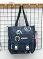 Kemitu Black Tote Bag With Newspaper Print And Buckle Closure -Trendy Shoulder Bag For Daily Use. 
