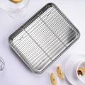 OUMERY 10 Inch Toaster Oven Tray and Rack Set, Small Stainless Steel Baking Pan with Cooling Rack,Dishwasher Safe Baking Sheet. 