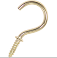 10 pc - Cup Metal Hook for hanging on walls - Corrosion Resistant Screw in (Pack of 10) Silver. 