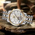 Skmei M029 Men's Mechanical Creative Dial Automatic Day Date Display Luminous Stainless Steel Watch - Silver/Golden. 
