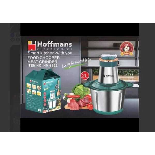 HM-8822 Hoffmans 2L Electric Chopper Electric Meat Grinder, 2L Meat & Vegetable Grinder Chopper Blender , Metal Body  Electric Meat Grinder