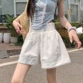 Elastic Waist Lace Shorts for Women Summer New High Waist Slimming Wide Leg Pants Korean Style Casual Skirt Pants. 