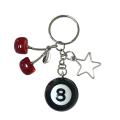 0.98in 8 Ball Keychain Unique Star Cherry Billiard Keychain Red Creative Pool Ball Keychain for Gift Men Women Teens Car Keys. 