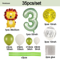 Aweisuan 35pcs/set Jungle Safari Animal Olive Green 32inch Number Balloons Luxury Set Kids 1 2 3 4 Years Wild One Birthday Party Decorations. 