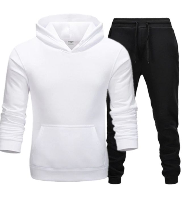 Men's%20Combo%20White%20Hoodie%20And%20Black%20Joggers%20Set%20-%20Image%205