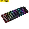 T-WOLF T20 RGB LED Backlight USB Mechanical Gaming Keyboard With Multimedia Keys Support. 