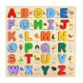 3D Wooden Capital Alphabet Puzzles with Animals for Children - Montessori Educational Learning ABC Letters Puzzle Board Toy (Multicolor). 