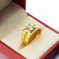 Moxly HOYON Real Coating Gold Jewelry 24k Original Ring For Men Wedding Bands Imitate Diamond Cubic Zircon Gems Resizable Finger Ring Golven Toy. 