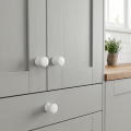 2pcs/bag Simple Style White Ceramic Ceramic Cabinet Pulls Simple Design Round Shape Round Cabinet Knobs Elegant Design Durable Construction Drawer Knobs Kitchen Cabinets. 