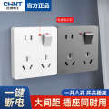 Chint 86 Type Socket Panel Multi-Functional Single Gang Eight with Switch Multi-Purpose Six/Ten Hole 10A. 