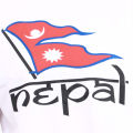 White Round Neck Half Sleeve Nepal Flag Printed T-Shirt For Women. 