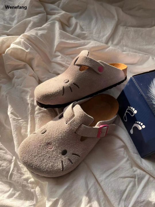 Wenefang Sanrio Hello Kitty Cute Anime Slippers Summer Female Thick Sole Fashion Flat Shoes Sweet Cartoon Outdoor Anti Slip Slippers Girl Gift