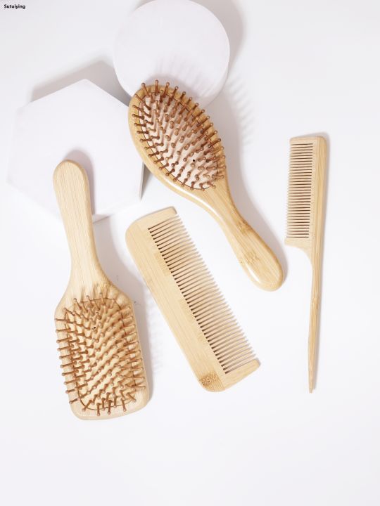 Sutuiying%204PCS%20natural%20bamboo%20and%20wood%20comb,%20anti-static,%20pointed%20tail%20comb,%20Fifty%20percent%20discount%20oval%20square%20scalp%20massage%20brush,%20dry%20and%20wet%20dual-purpose%20-%20Image%206