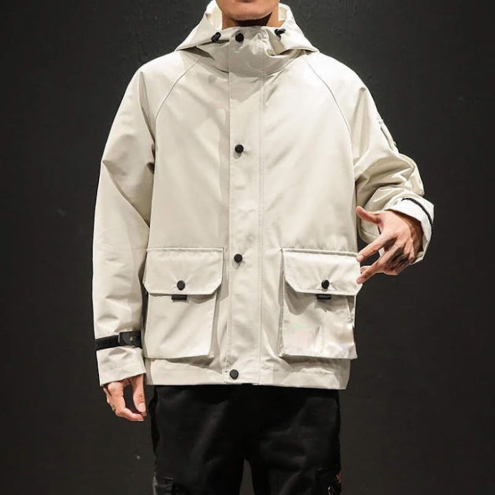 Summer Hooded Front Box Pocket Windcheater Jacket For Men - Light Grey | Fashion | Jackets For Men | Windcheaters For Men