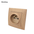 Wenefang WESA Wood Power Socket France Standard Electrical Outlet Standard Fashion Ground Wall Socket Embedded Plug Flame Retardant Plastic Panel. 
