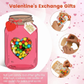 High Quality 25/50Pcs Valentines Day Cards Kraft Paper Heart Window Valentine Exchange Cards Clear Sealed Bags Candy Jar Cards Valentines Day. 