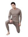 Rupa Thermacot Round Neck Full Sleeve Brown Thermal Top and Bottom Set For Men | Thermal Wear For Men. 
