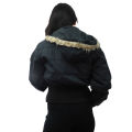 Black Polyester Front Pocket Design Jacket For Women. 