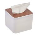 Feathers Square Wooden Cover Plastic Tissue Box Holder Napkin Dispenser Case - White. 