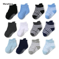 Wenefang 6 Pairs/lot Baby Socks Cotton Anti-slip Children's Boat Socks New For Boys Girl Low Cut Floor Kids Sock With Rubber Grips 0-7Y. 