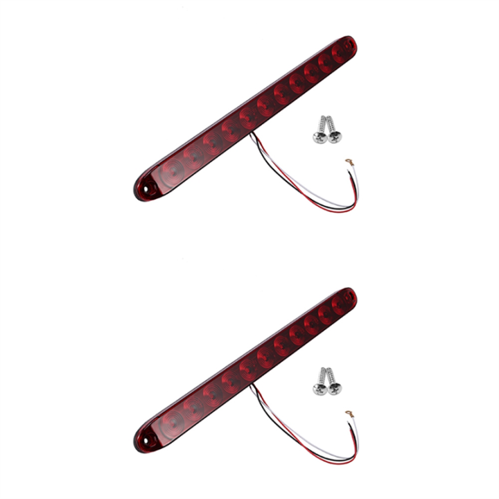 ARELENE 2Pcs Red 15 Inch 11 LED Light Bar Stop Turn Tail 3Rd Brake Light Truck Trailer Identification Id Bar Waterproof