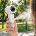 Compact Portable Handheld Spray Fan Strong Wind High-speed Foldable Small Fan Rechargeable Fine Mist Function Handheld Misting Fan Personal Use. 