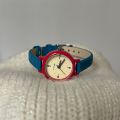 【Top-notch quality】Red and Blue Color-Block Round Small Dial Fashion Niche High-End Watch for Women Wildberry Watch Female Students. 