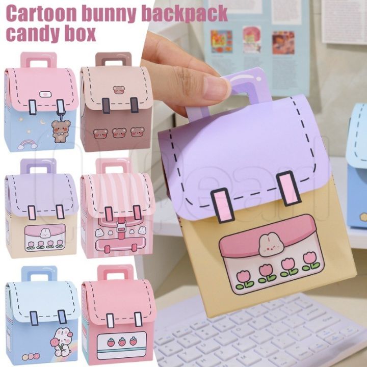 Cute School Bag Candy Box Mini 3D Cartoon Cookie Bag Schoolbag Gift Packaging Bags Snack Package Pouch For Kids Birthday Party Supplies Portable Storage Paper Bag