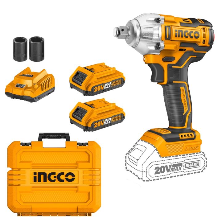 Ingco Cordless 300NM Impact Wrench Brushless Motor 1/2