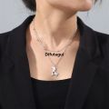 Difutagui Cazador Dog Cat Four Leaf Clover Pendant Necklace for Women Stainless Luxury Steel Compass Angel Choker Double Chain Neck Jewelry 2024. 