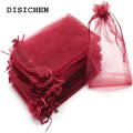DISICHEN Profesional 50pcs Sheer Transparent Chiffon Organza Bags Christmas Halloween Wedding Birthday Party Candy Gift Boxes Jewelry Packaging Bags. 