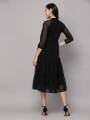 one piece for Women girls Fit Flare Black color Mandarin Collar western wear dress for all occasion casual party wear. 