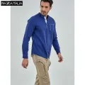 PIAZZAITALIA Blue Korean Collar Shirt For Men - 30272. 