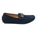 Navy Blue PU Leather Tod's Loafer Shoes For Men (8026B). 