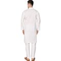 White Solid Pure Cotton Traditional Kurta Pajama Set For Pooja Brataband Marriage Occasion For Men. 