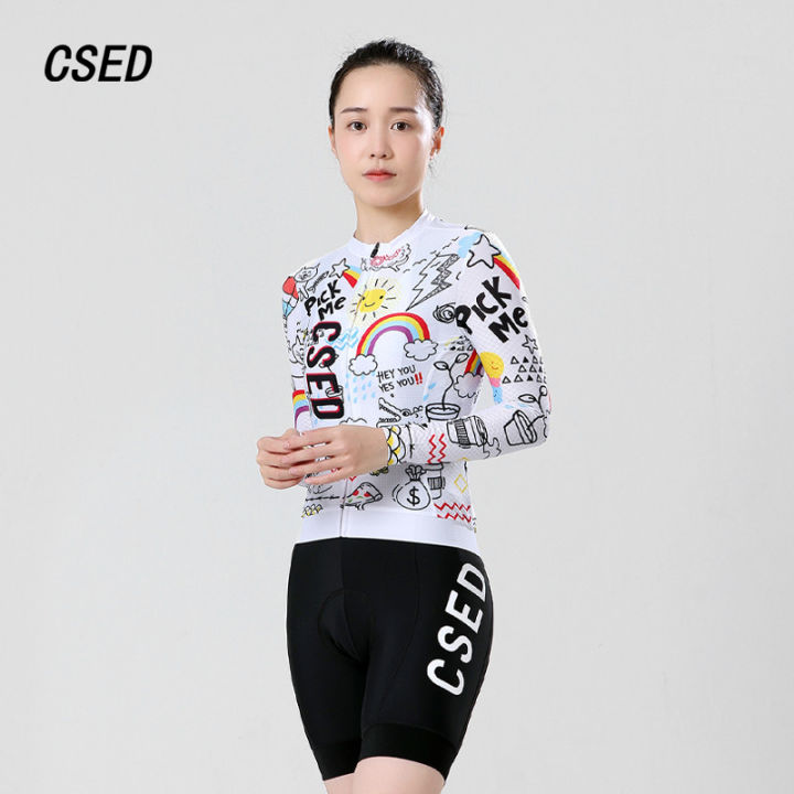 2025 new CSED Cycling Jersey Spring Summer Autumn Bicycle Riding Soft Clothes Women's Long Sleeved Bike Slim Top Clothing Breathable