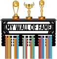 Medal Holder Wooden Aesthetic Trophy Stand Proud Display of Trophies with Different Designs Available Best for Gifting and Home Wall Decor in Black. 