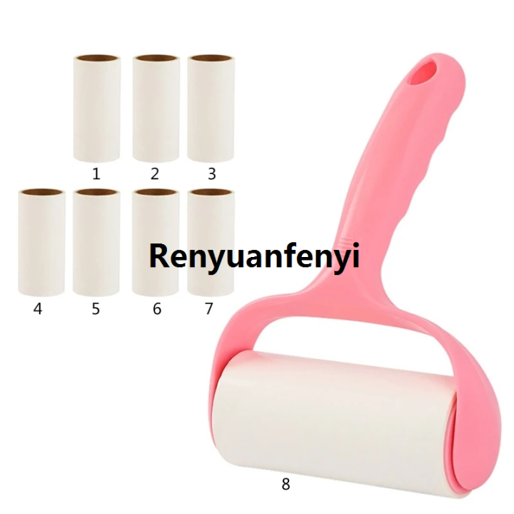 Renyuan transparent bag Lint Roller with 8 Rolls Refills Sticky Paper Pet Hair New style Remover Tearable Adhesive Glutinous Dust Lint Brush for Clothes Seats