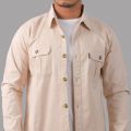 Wraon Cream Full Sleeves Stretchable Premium Cotton Twill Box Shirt For Men - Fashion | Shirts For Men | Men's Wear | Shirts |. 
