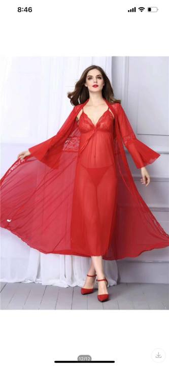 Silk Bridal Nightgown Set Stylish N Fancy 3pc Bridal Nighty Set