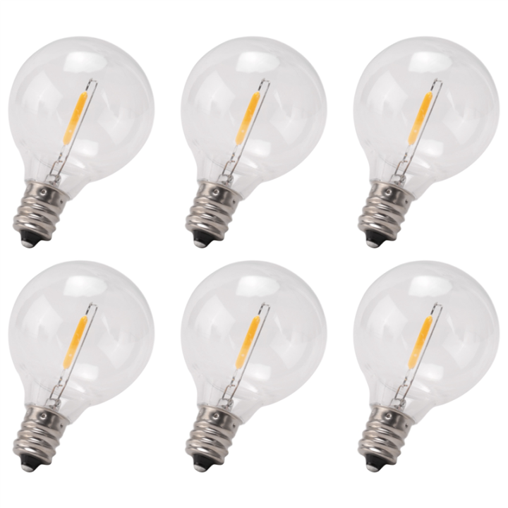6Pcs G40 Bulbs,E12 Screw Base LED Globe Bulbs for Solar String Lights