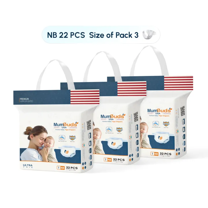 MumBuds%20USA%20ZIPLOCK%20Tape%20Style%20Diapers%20Size-1%20NB%20(2%E2%80%935%20kg)%2022%20Pcs%20(Pack%20of%203)%20%7C%20Ultrathin,%20Soft%20&%20Breathable%20Baby%20Diapers%20-%20Image%202