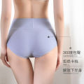 High-waisted cotton women's underwear swan belly warmer plus size fat MM graphene antibacterial crotch triangle panties. 