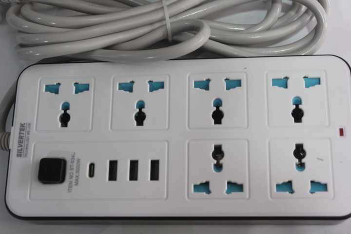 Silvertek%203000W%20Heavy%20Extension%20Cord%20With%206%20Outlets%20Power%20Strip%20,%203%20USB%20+%20PD%20&%20Surge%20Protection%20Multiplug%203M%20Cable%20-%20Image%202