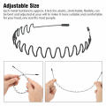 Unisex Metal headband Trendy Black 6pcs set Waved headband Men's/women's Wave style Spiral hairband for Sports Gym Outdoor activities Fashion accessory Hair styling. 