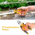 INGCO 3Pcs Pliers Set Combination/Long Nose/Diagonal Cutting  Pliers Cr-V Black Finish and Polish TPR Handle HKPS28318. 