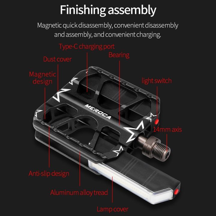 MEROCA%20Mountain%20Bike%20Flat%20Pedals%20MTB%20Pedals%20with%20Light%20Aluminum%20Alloy%20Folding%20Bike%20Pedals%20Road%20Bike%20Pedals%20with%20Safety%20Warning%20Replacement%20Bike%20Pedals%20-%20Image%202
